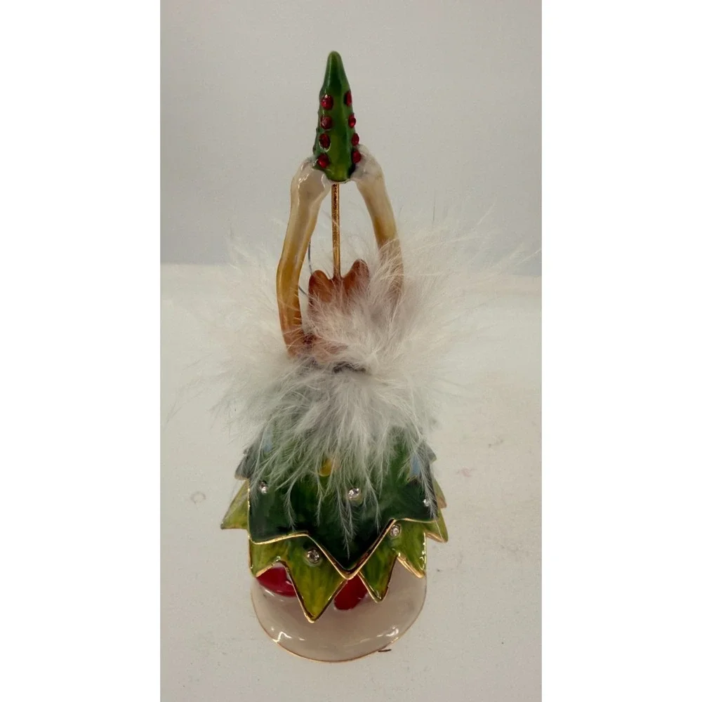 Dept 56 Patience Brewster Krinkles Christmas Tree Cat Trinket Box Rhinestone Fea